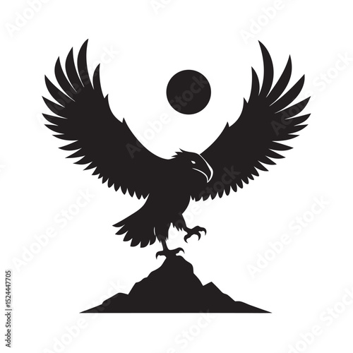 Vulture Circling High Above Prey Silhouette Vector