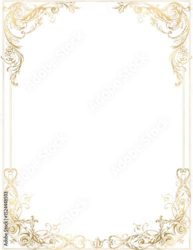 Ornamental golden frame png, royal luxury border, elegant baroque