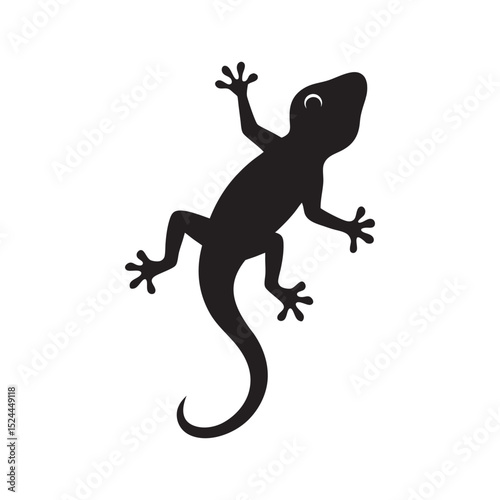 Gecko Climbing Up Silhouette Vector