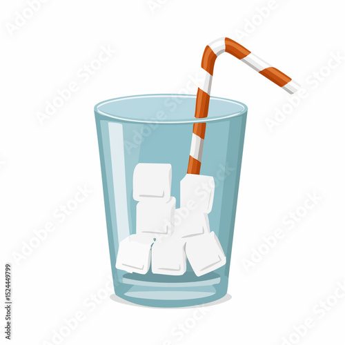 Sugar Cubes on a Glass with Straw Illustration