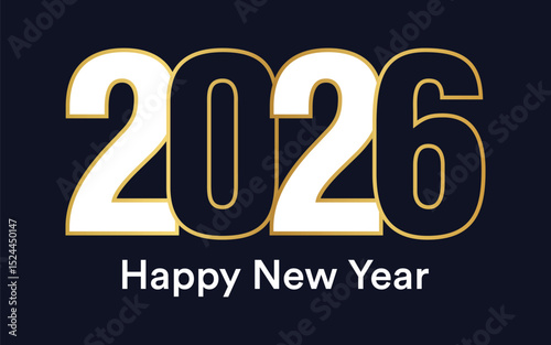 Happy New Year 2026 text design vector, Happy New Year 2026 typography