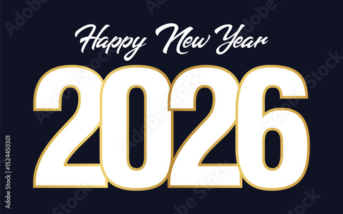 Happy New Year 2026 text design vector, Happy New Year 2026 typography