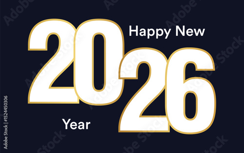 Happy New Year 2026 text design vector, Happy New Year 2026 typography