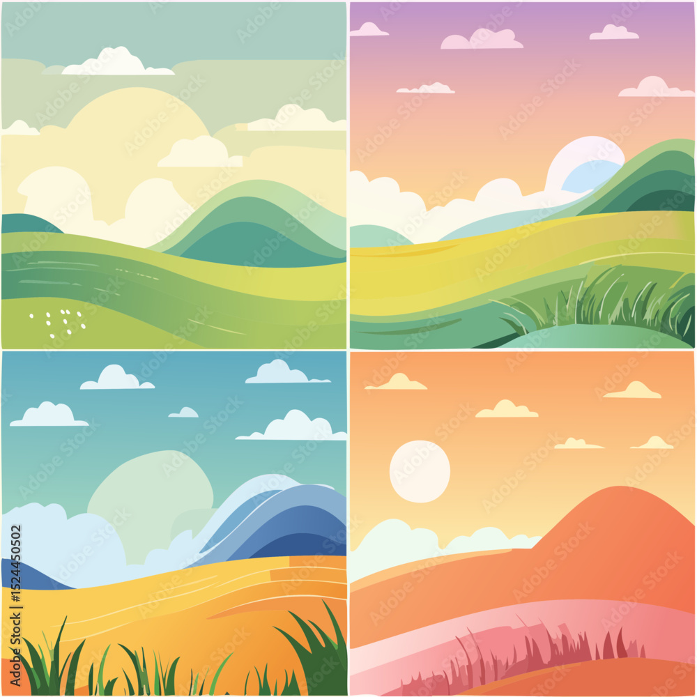 Obraz premium Playful Abstract Wavy Vector Background Set