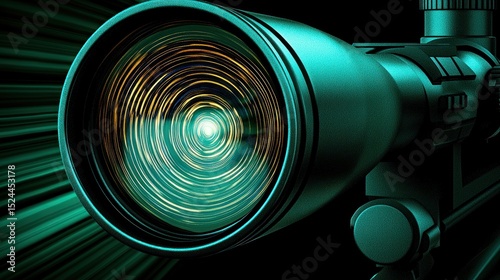 High-Tech Optical Instrument with Lens Flare and Detailed Design Features