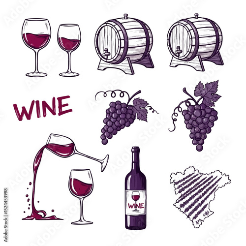 Southern Wine Culture - Monochromatic Vector Icons