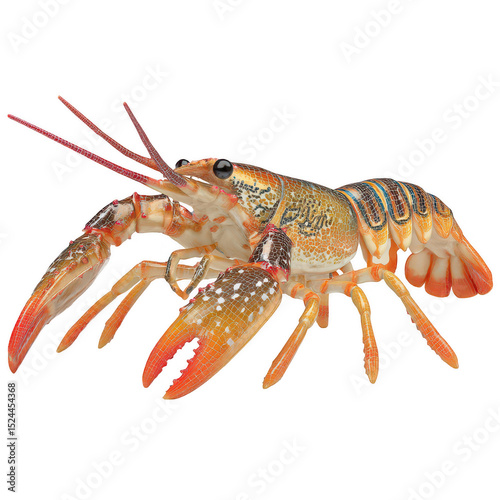 Vibrant Lobster with Detailed Features and Colorful Patterns Crawling on Surface in Realistic Style