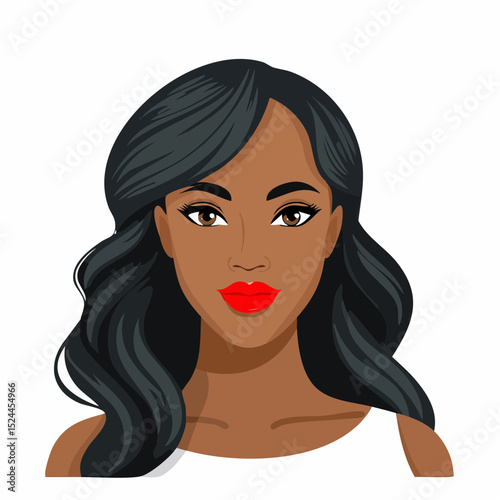 Woman With Long Hair and Red Lips