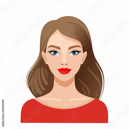 Woman With Long Hair and Red Lips