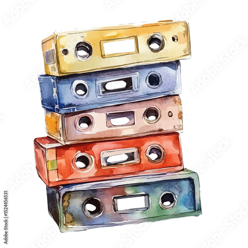 Tapes, watercolor drawing vector, high quality, isolated on a white background.