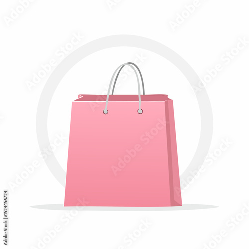 Pink Blank Shopping Bag Vector Isolated on White Background
