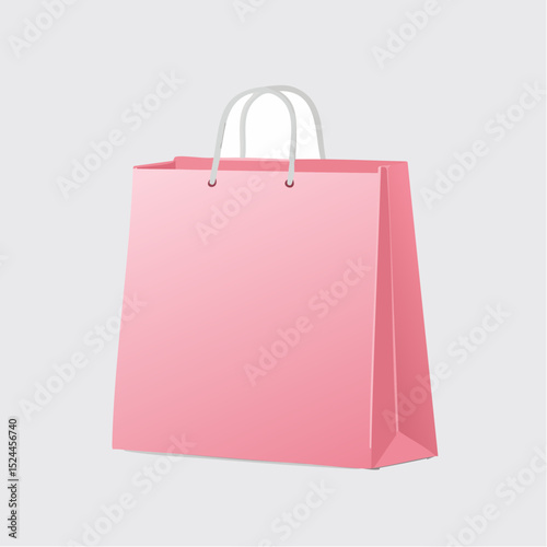 Pink Blank Shopping Bag Vector Isolated on White Background