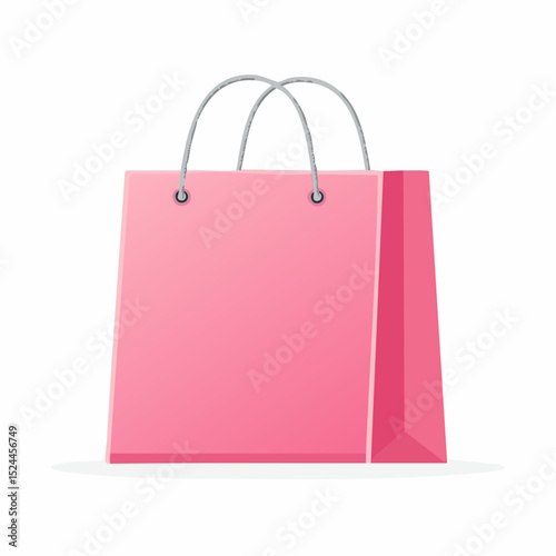 Pink Blank Shopping Bag Vector Isolated on White Background
