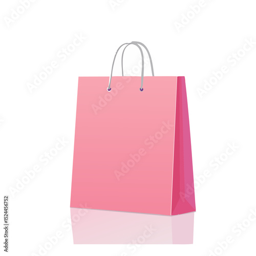 Pink Blank Shopping Bag Vector Isolated on White Background
