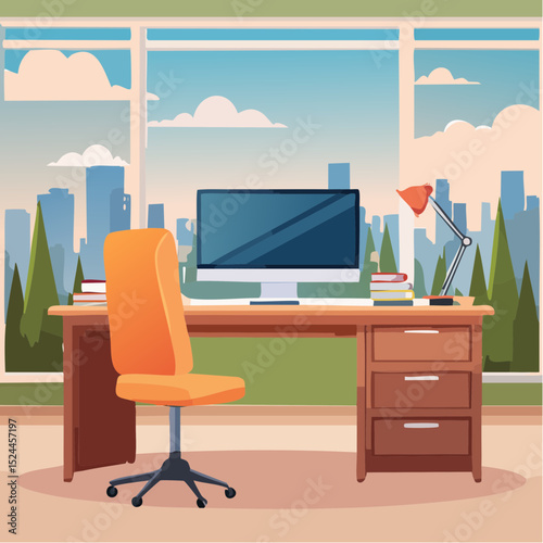 Illustration of Home Office Desktop