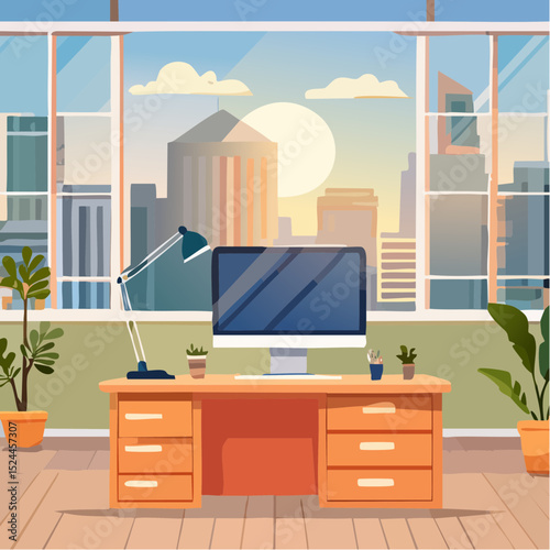 Illustration of Home Office Desktop