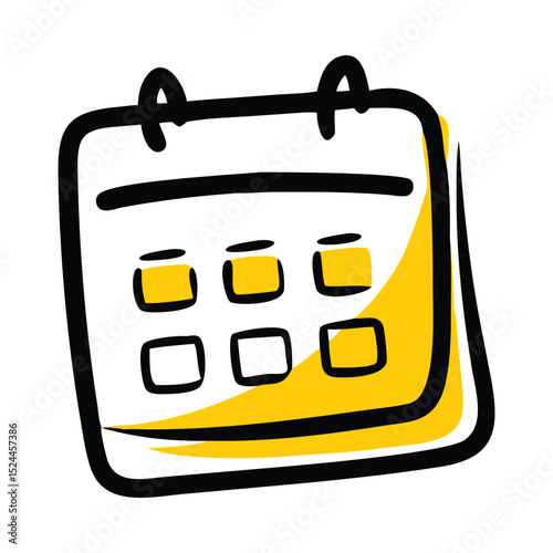 Hand drawn yellow and black calendar icon