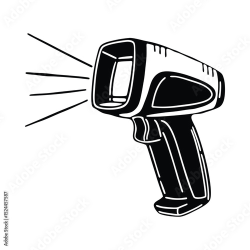Barcode scanner handheld device illustration