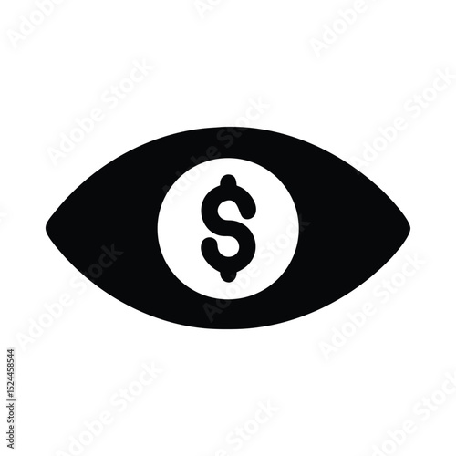 Eye watching money icon black and white
