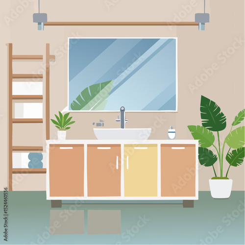 Contemporary Bathroom Vanity with Mirror and Sink