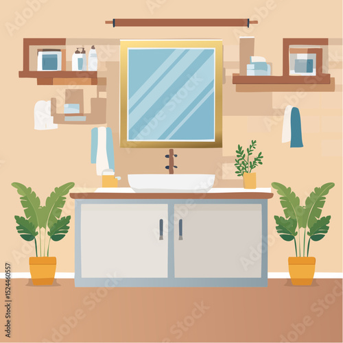 Contemporary Bathroom Vanity with Mirror and Sink