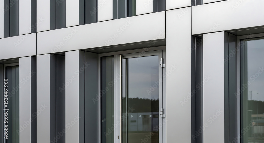 Fototapeta premium Modern office space with glass door and steel elements