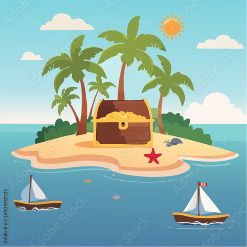Minimalist Treasure Island Illustrated Icons