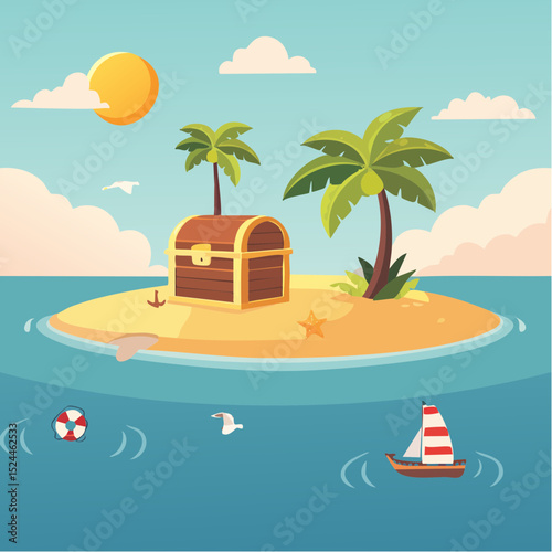 Minimalist Treasure Island Illustrated Icons