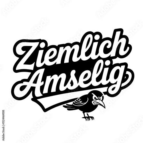 Creatively designed graphic featuring a crow and unique typography 