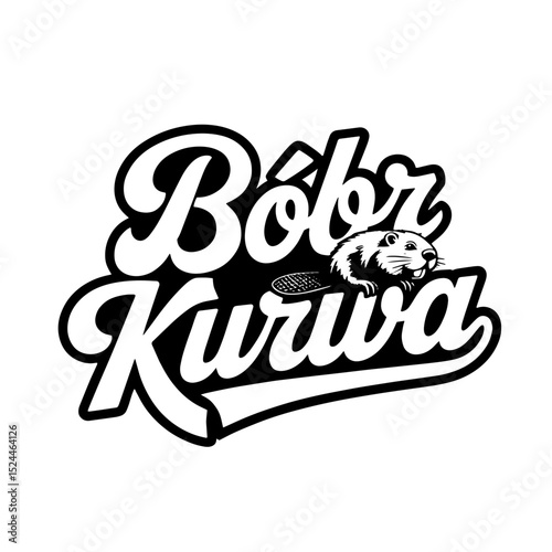 Creative Bobr Kurwa logo design featuring a beaver and playful typography in a bold black and white style