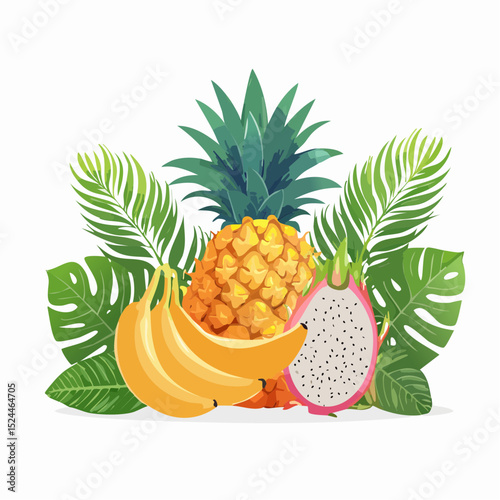 Colorful Tropical Fruits Illustration
