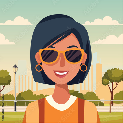 Stylish Woman with Sunglasses Illustration