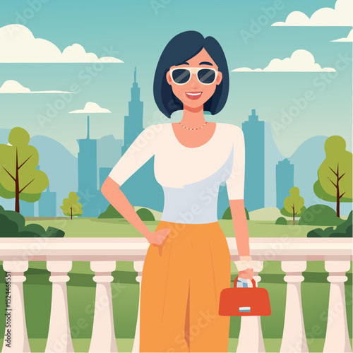 Stylish Woman with Sunglasses Illustration
