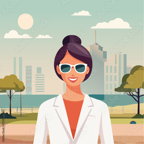 Stylish Woman with Sunglasses Illustration