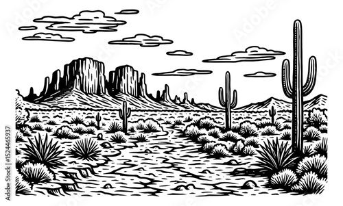 Arid Desert Landscape Under a Clear Sky with Sand Dunes in Hot Climate Scenery