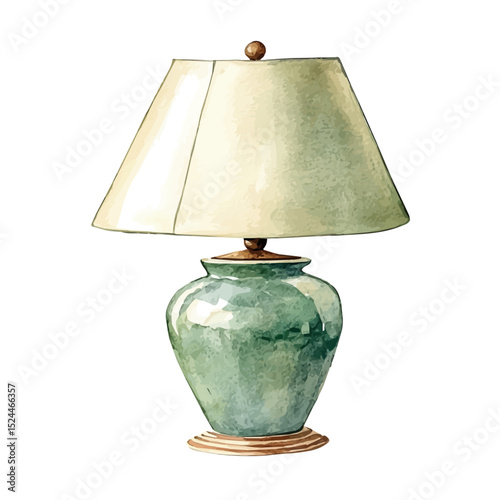 watercolor of Table Lamp, vector high quality, isolated on a white background.