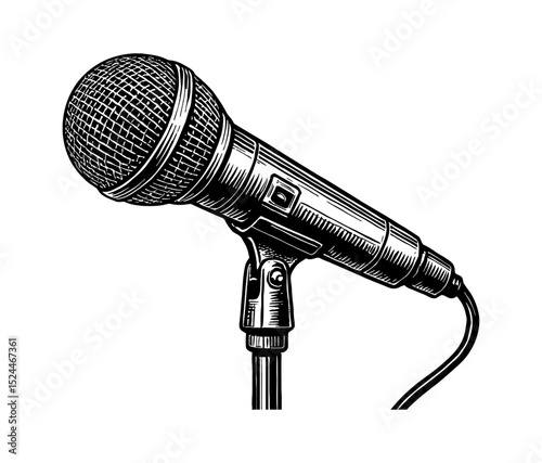 Microphone for singing and record in studio for podcast concept broadcast