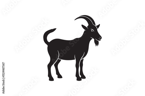 Hand Drawn Black Goat silhouette.