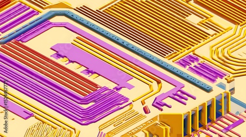 Abstract colorful circuit board close up view