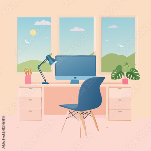 Minimalist Pastel Home Office Desk