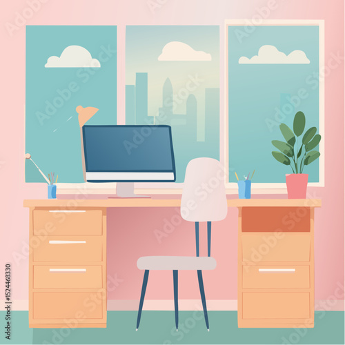 Minimalist Pastel Home Office Desk