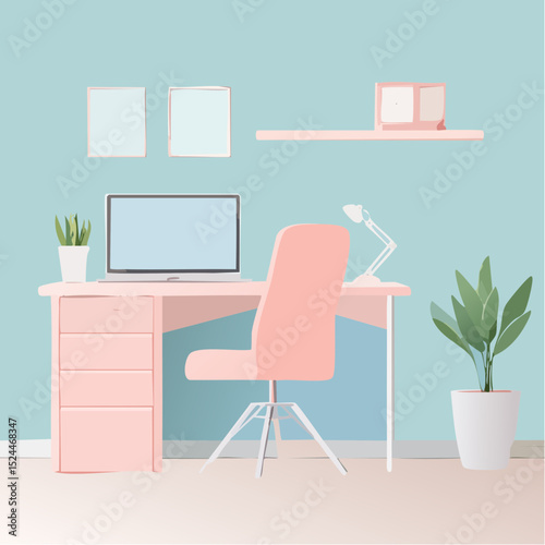Minimalist Pastel Home Office Desk