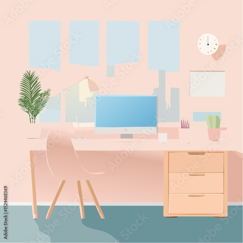 Minimalist Pastel Home Office Desk