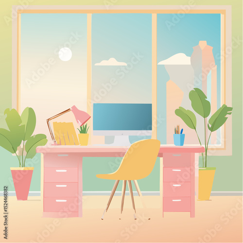 Minimalist Pastel Home Office Desk