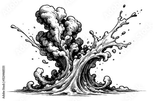 Dynamic water explosion with abstract splash and burst effect for background