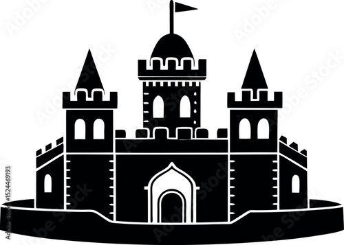 Vector of castle in modern style, travel, tourism, and historical content