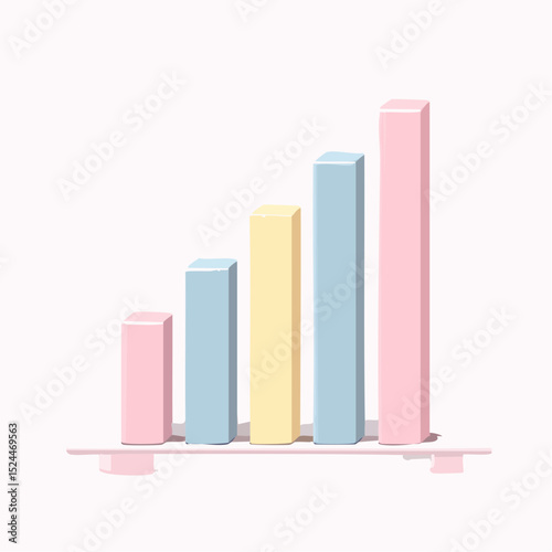 Pastel 3d Bar Chart Vector Illustration