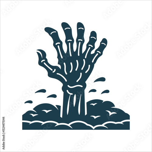 Skeletal Hand Rising From Ground Illustration Draugr Hand A skeletal hand rising from soil for necromancy