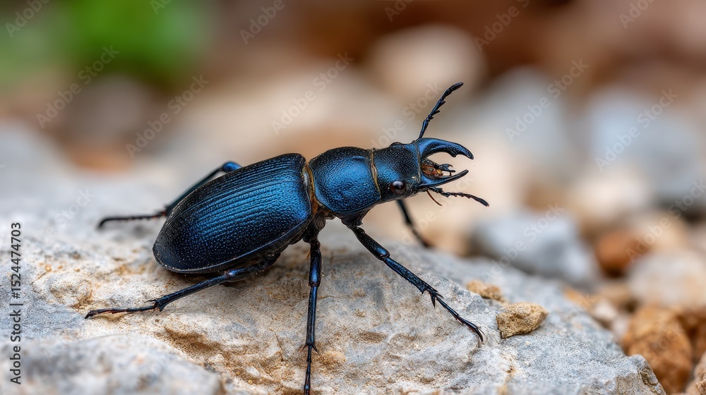 This striking macro image of a unique beetle expertly crafted by nature captures its distinct features as it poses on a rocky surface, enhancing its visual appeal. This striking macro image of a unique beetle expertly crafted by nature captures its distinct features as it poses on a rocky surface, enhancing its visual appeal.