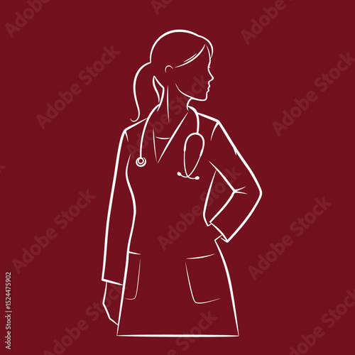 Woman Doctor Silhouette. Vector illustration